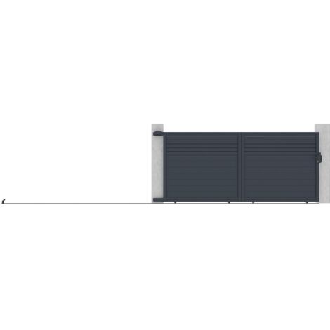 Cancello elettrico scorrevole L416 x H180 cm Alluminio a persiana Antracite  - VIAZO