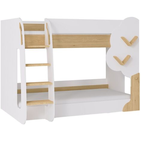 Letto a castello ad angolo con Scrivania 2 x 90 x 190 cm Grigio, Bianco e Rosa SAMUEL