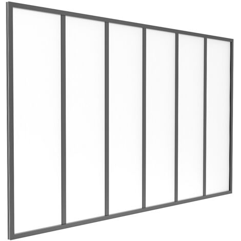 Vetrata atelier - 180 x 105 cm - Alluminio termolaccato e Vetro smerigliato - Nero - BAYVIEW (1/4)