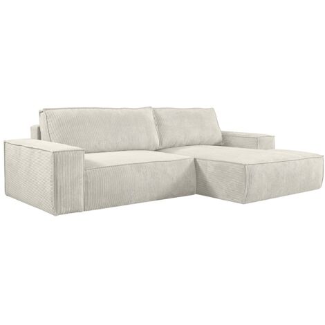 Divano letto angolare in Velluto a coste Beige - Angolo a destra - AMELIA di PASCAL MORABITO