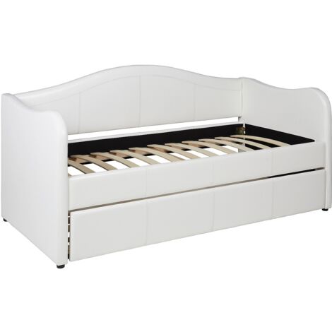 Divano letto con letto estraibile 2 x 90 x 190 cm in Similpelle Bianco - MATHILDE