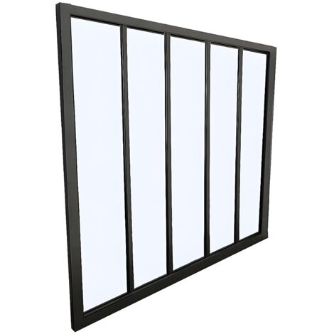 Vetrata stile industriale  150 x 130 cm in alluminio termolaccato nero - BAYVIEW