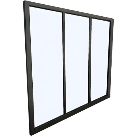 Vetrata stile industriale 90 x 130 cm in alluminio termolaccato nero - BAYVIEW