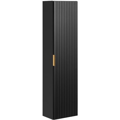 Colonna da bagno sospesa scanalata H140 cm Nero - ZEVARA