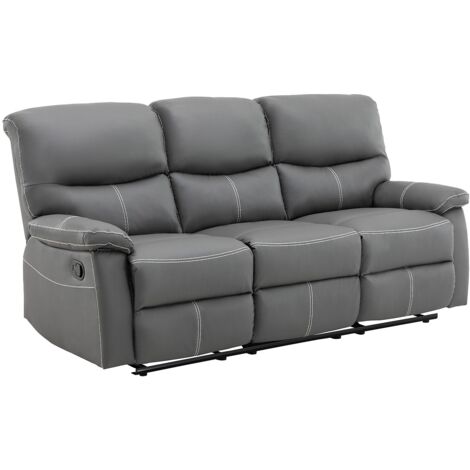 Divano 3 posti relax in Similpelle Grigio - CANBY