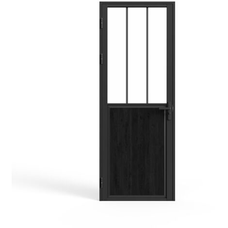 Blocco porta reversibile H204 x L73 cm in Alluminio e Vetro temperato Stile atelier - ERMELO