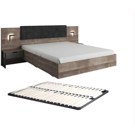 KUAKE Letto Matrimoniale Letto Contenitore 160x200 cm, Letto Imbottito con 4 Cassetti e USB Funzione, Letto con Stoccaggio, Bed Frame con Testata e Rete a Doghe, Linen, Senza Materasso (Grigio scuro