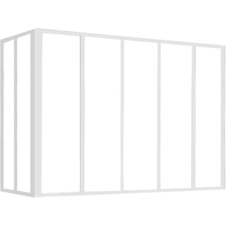 Vetrata angolare L150 x L60 x H130 cm in Alluminio termolaccato Bianco Stile atelier - BAYVIEW