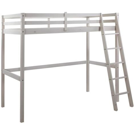 Letto a soppalco 90x190 cm in Pino massello sbiancato - GEDEON