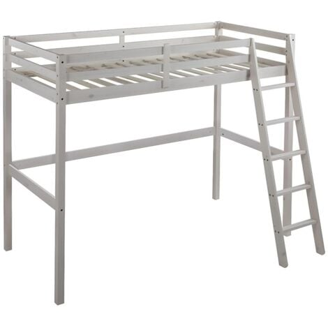 Letto a soppalco 90x190 cm in Pino massello sbiancato - GEDEON
