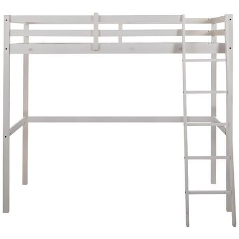 Letto a soppalco 90x190 cm in Pino massello sbiancato - GEDEON