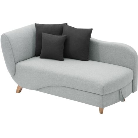 Chaise longue letto con contenitore in Tessuto Grigio - Angolo a destra - PENELOPE