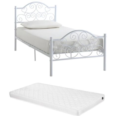Letto In Metallo Con Testiera Singola, Giroletto Ospite, Nero (140 X - 3