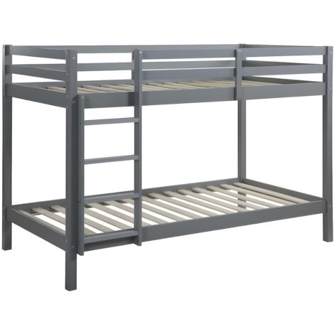 Letto a castello 2 x 90 x 190 cm Pino massello Grigio - ANICET II
