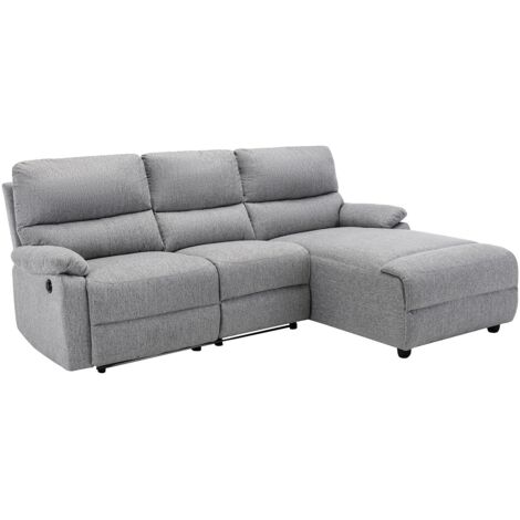 Divano angolare relax elettrico in Tessuto Grigio - Angolo a destra - LUNANO