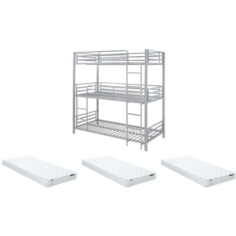 Letto a castello triplo x 90 x 190 cm Metallo Argento