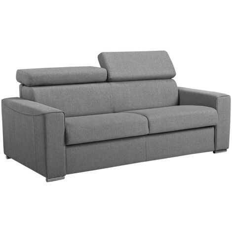 Divano letto 3 posti ribalta doghe larghe memory foam - Letto:140cmx18cm Tessuto Grigio - VIZIR (1/4)