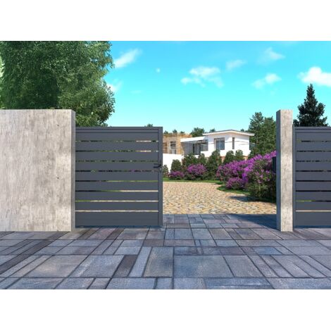 Cancello scorrevole motorizzato traforato L350 x H176 cm in Alluminio Antracite - PRIMO