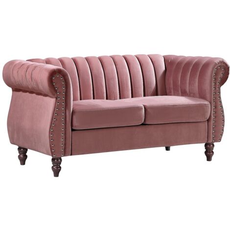 Divano Chesterfield 2 posti in Velluto Rosa antico - TRUMBO