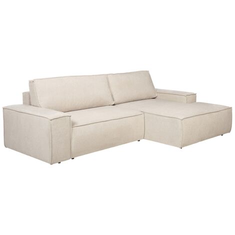 Divano letto in Tessuto testurizzato Beige - Angolo a destra - AMELIA