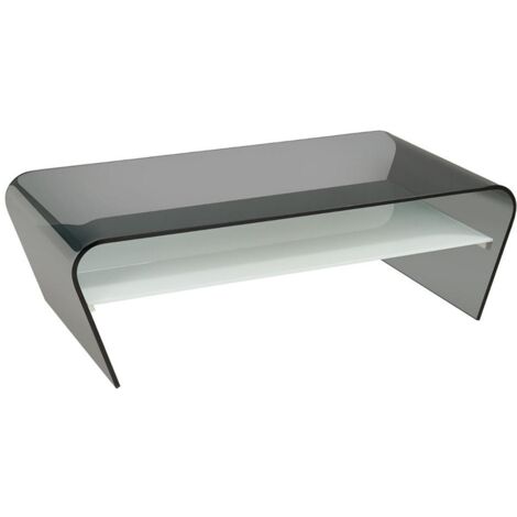 Tavolino MAYFAIR In Vetro Temperato Trasparente, 110x40x39 Cm, Design Moderno Con Angoli Arrotondati