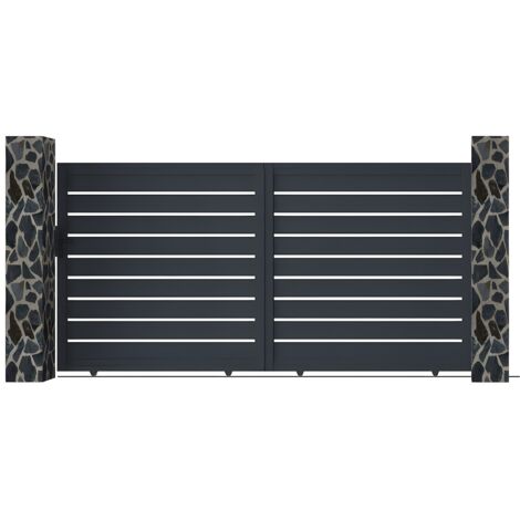 Cancello scorrevole L350 x H176 cm in Alluminio traforato Antracite - PRIMO