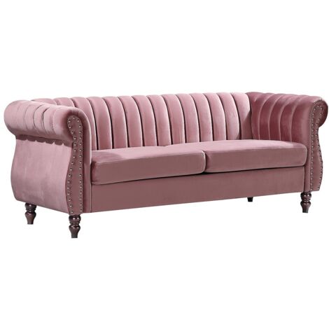 Divano Chesterfield posti in Velluto Rosa antico TRUMBO