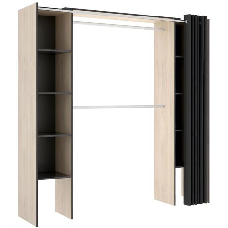Armadio guardaroba allungabile con tenda L110/180 cm Rovere e Antracite DORIAN (1/5)