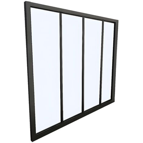Vetrata stile industriale 120 x 130 cm in alluminio termolaccato nero - BAYVIEW