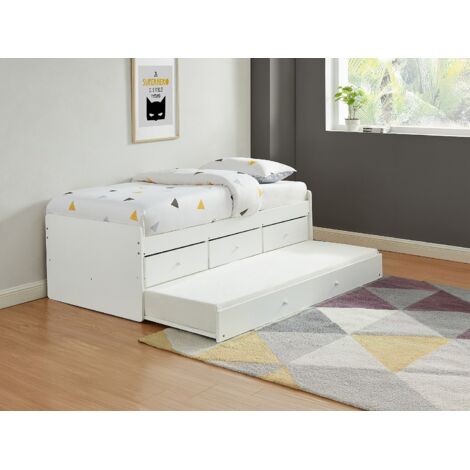 Letto singolo con letto estraibile e cassetti 90 x 190 cm in MDF