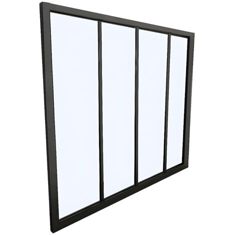 Vetrata stile industriale 120 x 105 cm in alluminio termolaccato nero - BAYVIEW