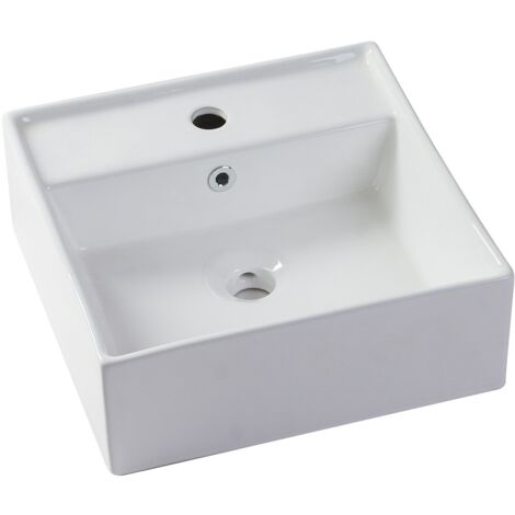 Lavabo quadrato bianco in ceramica - 41 cm - VERINI (1/5)