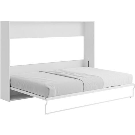 Letto estraibile 140 x 200 cm Apertura orizzontale manuale Bianco e Grigio - MALINA II