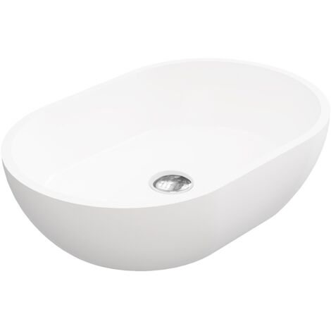 Lavabo bagno ovale 58 cm in Solid Surface Bianco - SENGLI (1/5)