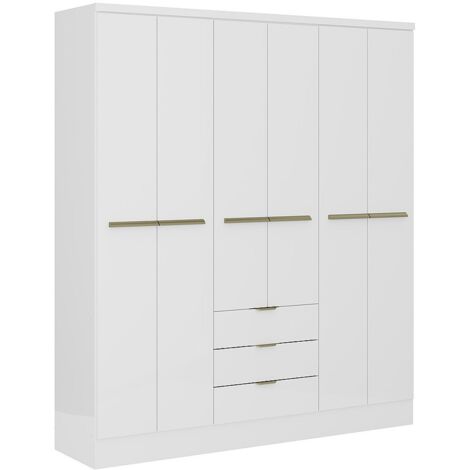 Armadio 6 ante e 3 cassetti L180 cm Bianco - PEROLI