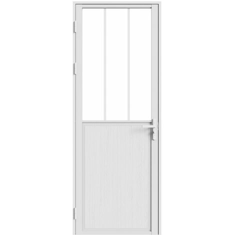 Blocco porta reversibile H204 x L73 cm in Alluminio e Vetro temperato stile atelier  Bianco - ERMELO