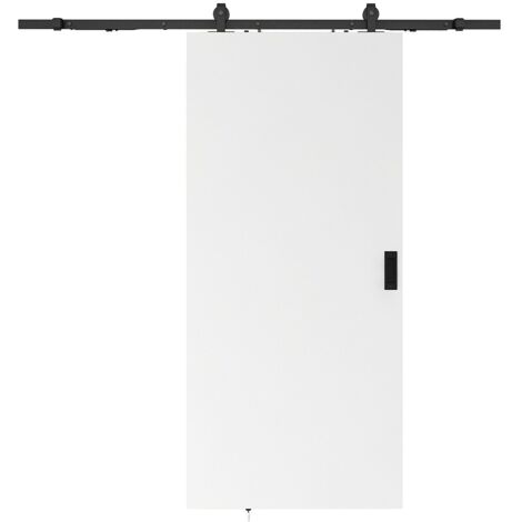 Porta scorrevole con sistema esterno muro H205 x L93 cm MDF + PVC Bianco  - VARIN II (1/4)