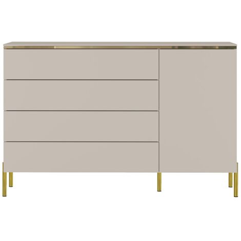 Comò con 4 cassetti e 1 vano portaoggetti Beige e Dorato  - VUKIA di PASCAL MORABITO