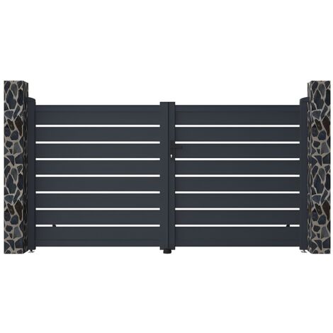 Cancello a battente traforato L300 x H158 cm in Alluminio Antracite - PRIMO