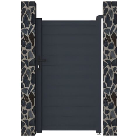 Cancello a battente L103 x H181 cm Alluminio pieno Antracite - NAZARIO