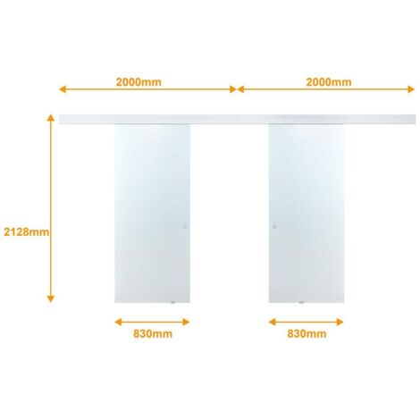 Doppia porta scorrevole - 2 x H205 x L83 cm - Vetro temperato - ALINA