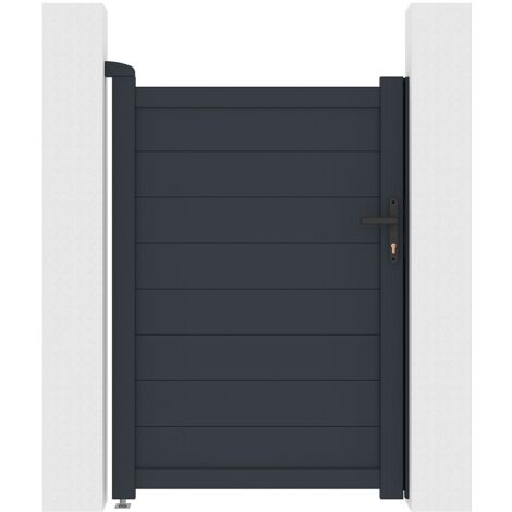 Cancello a battente L103 x H150 cm Alluminio pieno Antracite  - NAZARIO