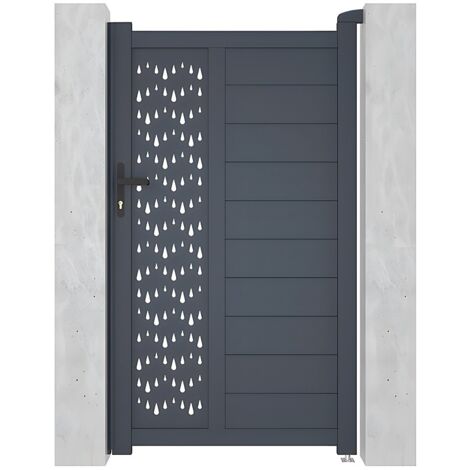 Cancello battente L103 x H181 cm in Alluminio semi traforato con motivi Antracite - GREGOR
