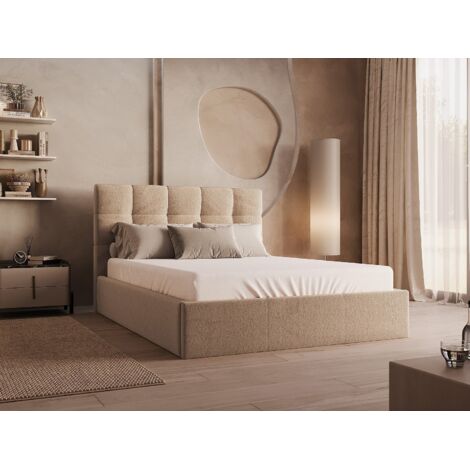 Letto con contenitore 140 x 190 cm Velluto Beige Materasso
