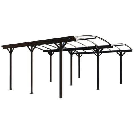 Tettoia pergola doppia autoportante in alluminio per 2 auto 30 m² Antracite - BARESA
