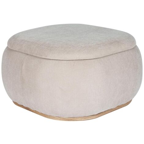 Pouf contenitore in tessuto a testurizzato beige - TINETIA