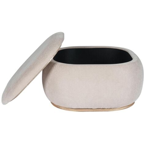 Pouf contenitore in tessuto a testurizzato beige - TINETIA