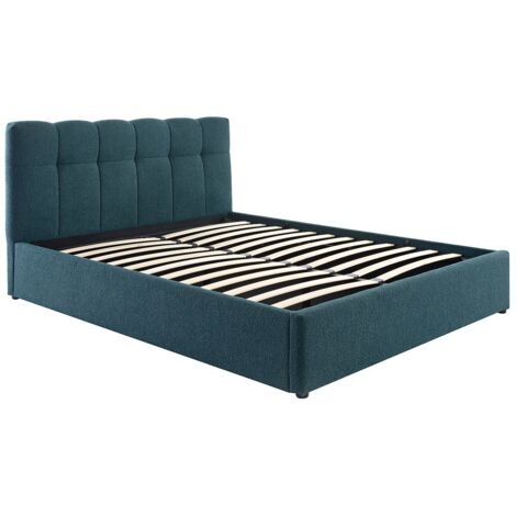 Letto con contenitore 160 x 200 cm Tessuto bouclette Verde Petrolio - MAZIRI