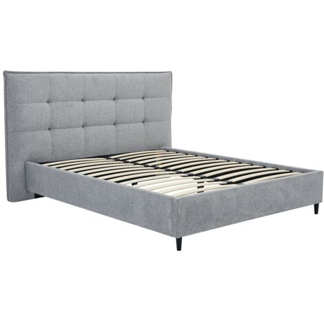 Letto 180 x 200 cm con testata trapuntata Tessuto Grigio - NIRPIO (1/5)