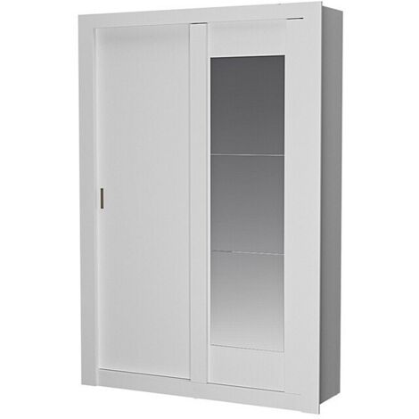 Armadio 2 ante scorrevoli con specchio L.152 cm Bianco - PETTERI